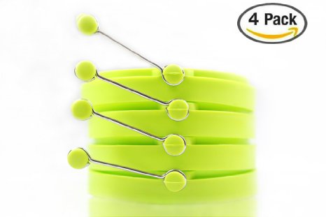 Silicone Egg Ring set by Bailyn - 4 Pack nonstick mold egg maker for breakfast pancake sandwiches round rings of 4''- perfect tools for benedict eggs poacher omelets (green)