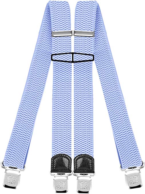 Decalen Mens Braces with Very Strong Clips Heavy Duty Suspenders One Size Fits All Wide Adjustable and Elastic X Style