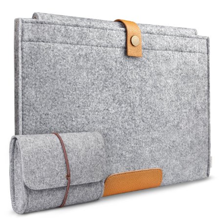 Inateck MP1502 Felt Sleeve with Button Closure and Card Slot for 15-Inch Retina MacBook Pro - Gray