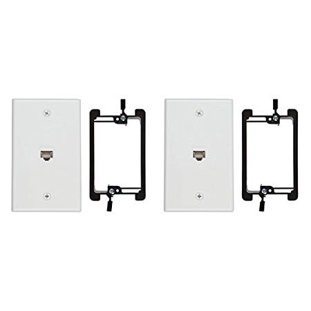 Buyer's Point 1 Port Cat6 Wall Plate, Female-Female White with Single Gang Low Voltage Mounting Bracket Device (2, 1 Port)
