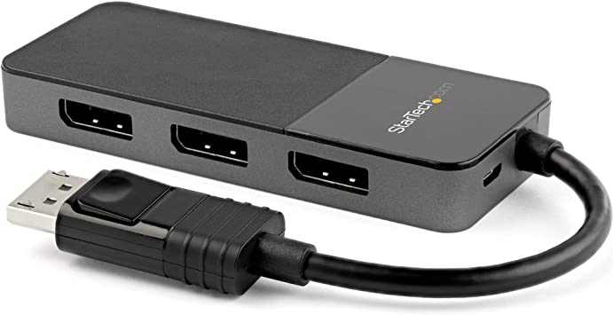 StarTech.com 3-Port Multi Monitor Adapter - DisplayPort 1.4 to 3X DisplayPort Video Splitter - Dual or Triple 4K - Laptop/Desktop DP 1.4 MST Hub for Multiple Monitors - Windows (MST14DP123DP)