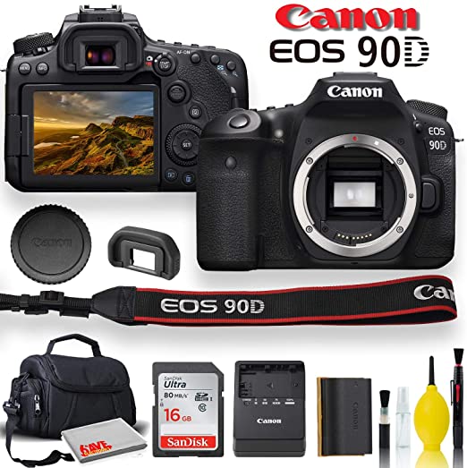 Canon EOS 90D DSLR Camera with Padded Case, Memory Card, and More - Starter Bundle Set (International Model)