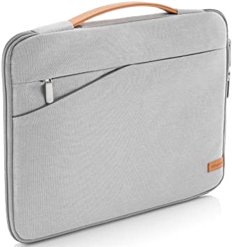 deleyCON Notebook Laptop Bag up to 17.3" (43.94cm) - Shell Made of Robust Nylon - 2 Accessory Compartments and Reinforced Cushioned Walls - Light Gray