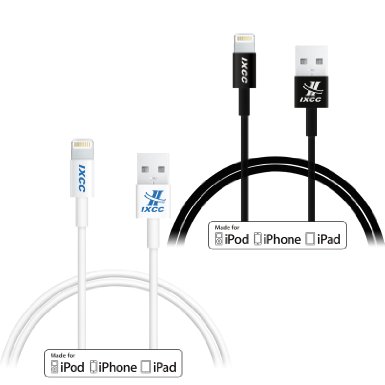 iXCC ElementII Series 8pin Lightning to USB Charge and Sync Cable for iPhone 5/6/6s/Plus/iPad Mini/Air/Pro - Black and White (Apple MFi Certified)