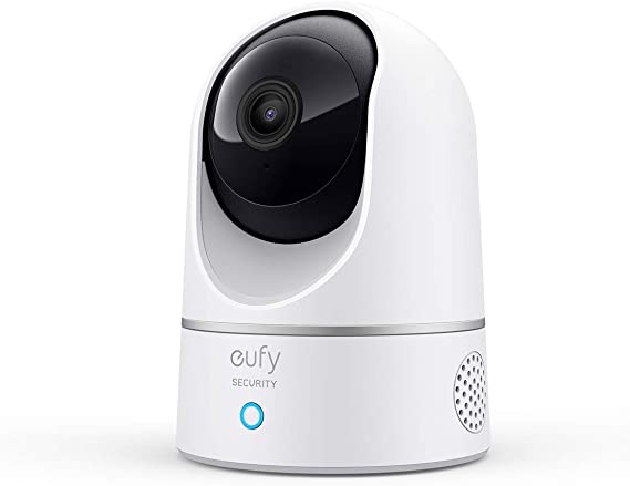 eufy Security 2K Indoor Cam Pan & Tilt, Home Security Indoor Camera, Human and Pet AI, Works with Voice Assistants, Motion Tracking, Night Vision, MicroSD Card Required, HomeBase Not Required