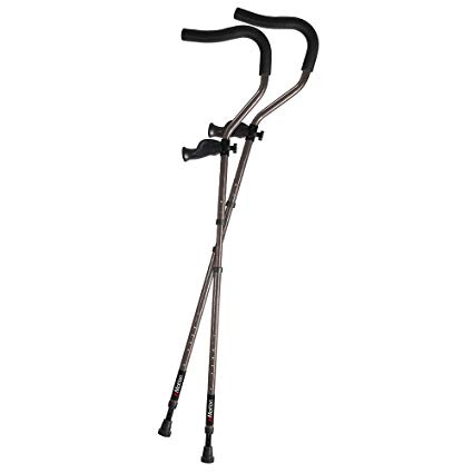 In-Motion Pro Ergonomic Foldable Crutches | Size Short (4'6" - 5'6") | Charcoal Grey