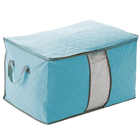 Bluelans Large Capacity Clothes Quilt Bedding Duvet Chests Laundry Pillows Blanket Storage Bag - Blue