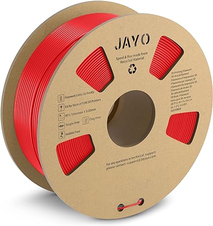 JAYO PLA  Filament 1.75mm, PLA Plus 3D Printer Filament 1.1KG, Dimensional Accuracy  /- 0.02mm, Neatly Wound Filament, Toughness 3D Printing Filament, 1.1 kg Spool(2.42 LBS), 363 Meters, PLA  Red