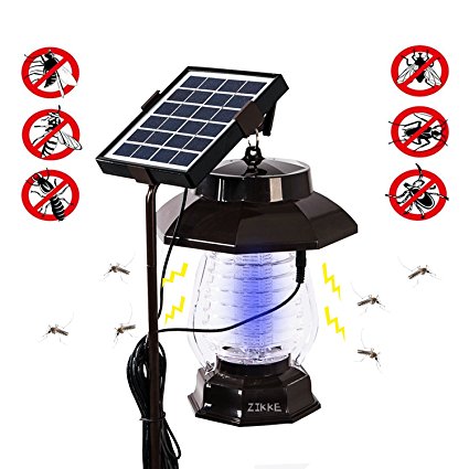 Solar Bug Zapper Garden Light – Outdoor or Indoor Insect / Mosquito/ Flying Electric Killer Light, Waterproof Solar Garden Pathway Lights, Hang or Stake in Ground, for Garden, Room, Camping by Zikke
