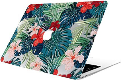 AOGGY MacBook Air 13 inch Case 2020 2018 2019 New Version A2179/A1932,Tropical Palm Leaves Plastic Hard Shell Protective Case for Newest MacBook Air 13" with Touch ID -Palm Leaves & Red Flowers