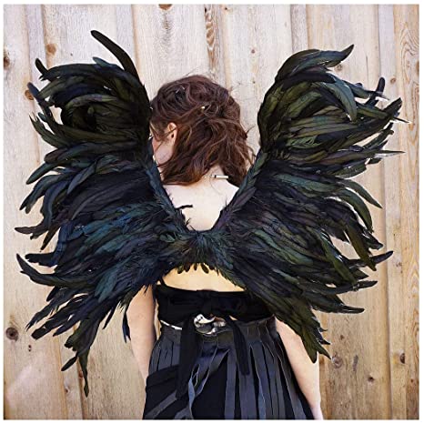 Zucker Feather Products Zucker Exotic Black Cosplay Adults-Halloween Adjustable Large Feather Angel Wings for Children and Teens