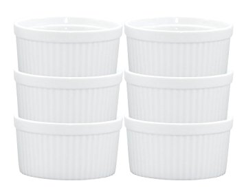 HIC Porcelain Souffle,Set of 6,  4-ounce, 3-inch