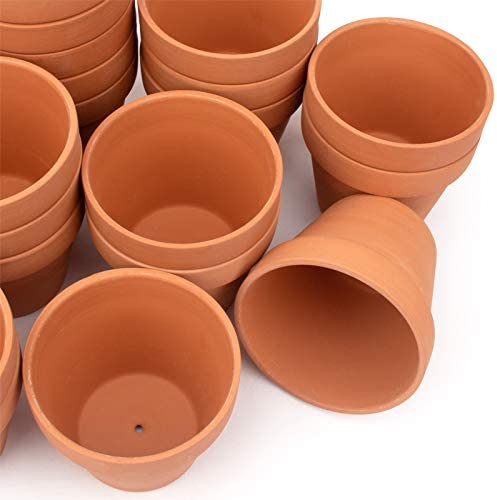Spring Water [26 Pack] 4" Planter Nursery Pots Terracotta Pot Clay Pots Clay Ceramic Pottery Cactus Flower Pots Succulent Nursery Pots Garden Terra Cotta Pots with Drainage Hole (4")