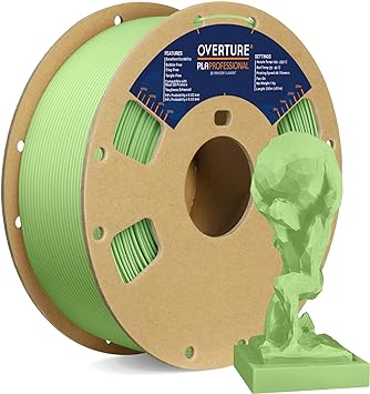 OVERTURE PLA Plus (PLA+) Filament 1.75mm PLA Professional Toughness Enhanced PLA Roll, Cardboard Spool, Premium PLA 1kg(2.2lbs), Dimensional Accuracy 99% Probability +/- 0.02mm (Light Green)