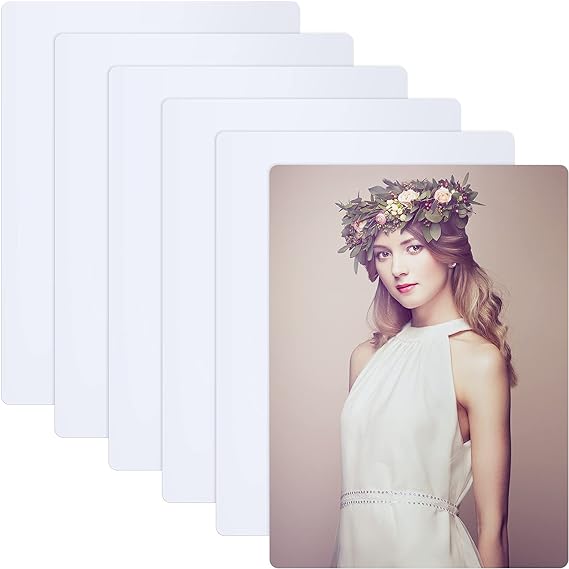 6 Pieces Sublimation Photo Blank Aluminum Metal Photo Metal Wall Poster Frame Collection for Thermal Sublimation Printing Photo Sign (White)