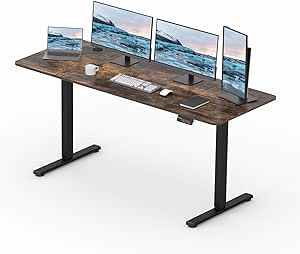 SANODESK Escritorio Elevable Eléctrico 180x80cm con 2 Gancho, Cerradura para niños, Standing Desk, Mesa Elevable Escritorio, Mesa Escritorio Elevable, Función de Memoria, para Trabajo/Hogar(Marrón)