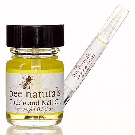 Bee Naturals Best Cuticle Oil Care Kit - Treat Cracked Nails and Rigid Cuticles At Home & Travel - Glass Jar With Brush In Top   Nail Oil Pen
