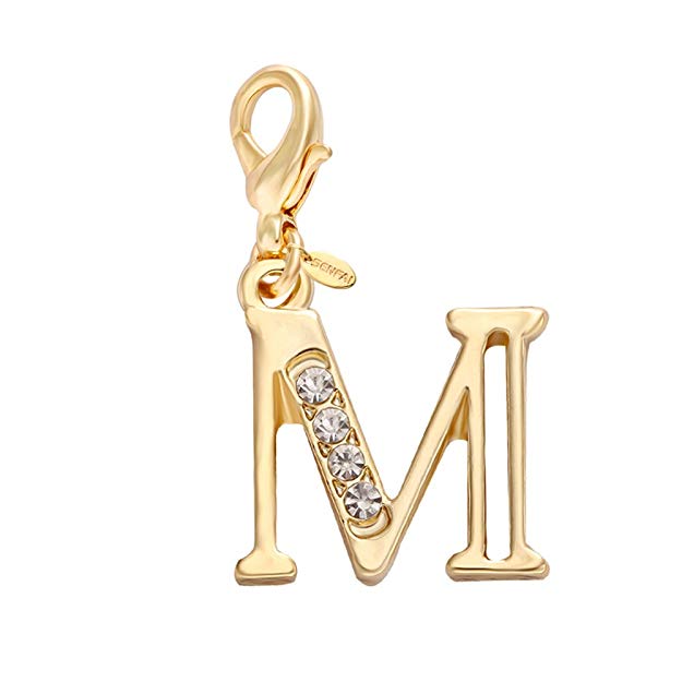 SENFAI 26 Alphabet English Letters Crystal First Initial Name Charms for Bracelet,Necklace,Zipper Puller