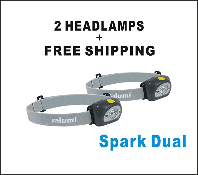 Yalumi Headlamp, Spark, with Advanced Aspherical LED Lens. 105 lumens Design, Bright as 140 lumens Output, Energy Saving, Batteries Included