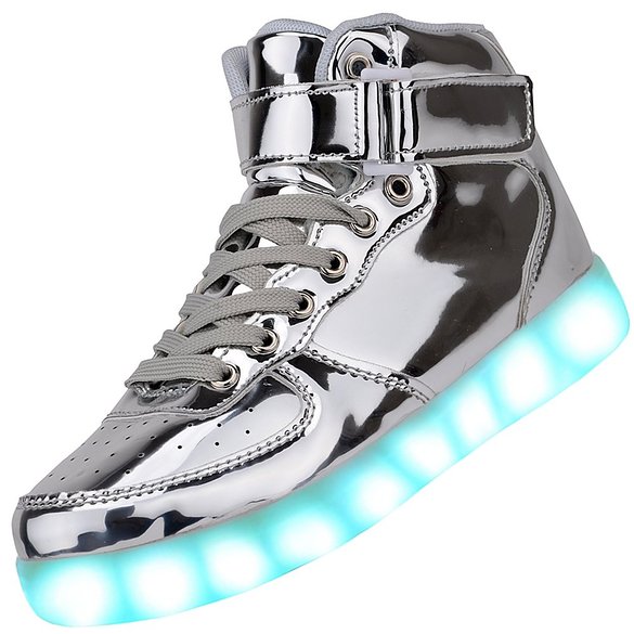 Odema Women High Top USB Charging LED Shoes Flashing Sneakers