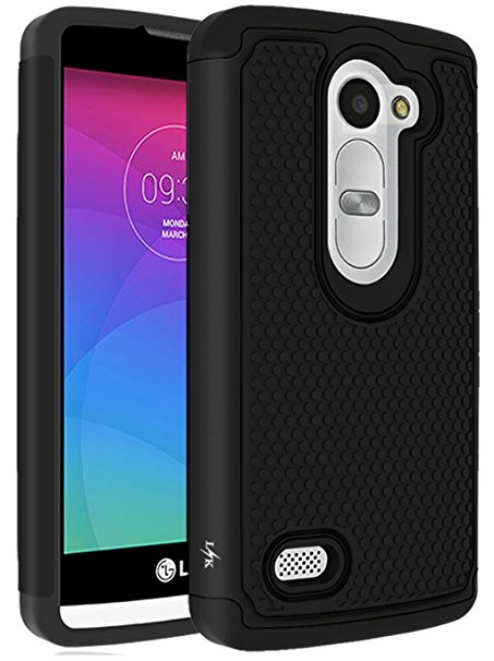 LG Leon Case, LG Tribute 2 Case, LK [Shock-Absorption] Hybrid Dual Layer Armor Defender Protective Case Cover for LG Leon / LG Tribute 2 (Black)