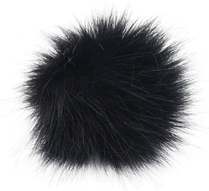 DIY 12pcs Faux Fox Fur Fluffy Pompom Ball for Hats Shoes Scarves Bag Charms (Black)