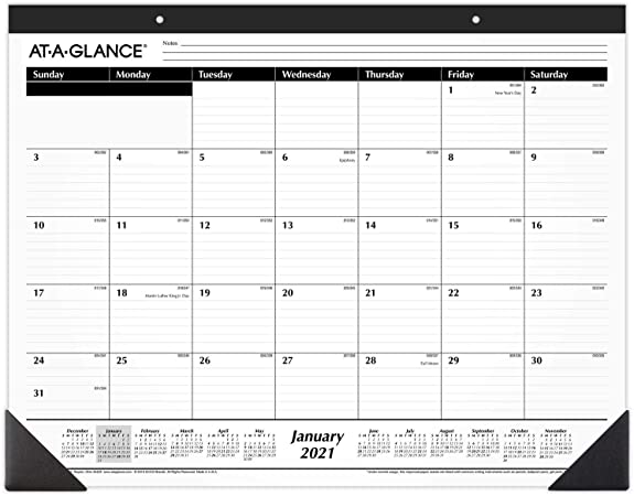 2021 Desk Calendar by AT-A-GLANCE, Monthly Desk Pad, 21-3/4" x 17", Standard, Ruled Blocks (SK240021)