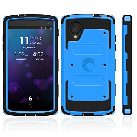 i-Blason Armorbox for Google Nexus 5 by LG Dual Layer Hybrid Full-body Protective Case with Front Cover and Built-in Screen Protector and Impact Resistant Bumpers (Blue)