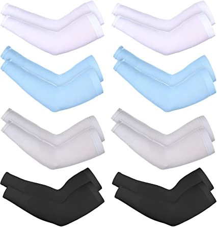 8 Pairs Unisex Arm Sleeves Sun Protection Cooling Sleeves for Driving Jogging Golfing Riding Outdoor Activities