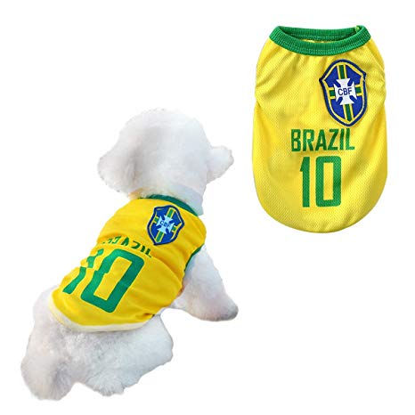 Dog Clothes Football T-shirt Dogs Costume National Soccer World Cup FIFA Jersey for Pet Brazil