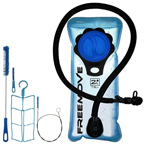 Hydration Pack Bladder & Cleaning Kit 4in1 By FREEMOVE – Heavy Duty 2L Water Reservoir, BPA & Taste Free TPU – Lightweight & Leak Proof – Ideal For Backpacking, Hiking, Outdoor Sports & More