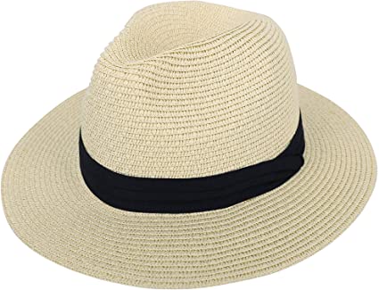 Simplicity Women's UPF 50  Wide Brim Braided Straw Sun Hat with Lanyard