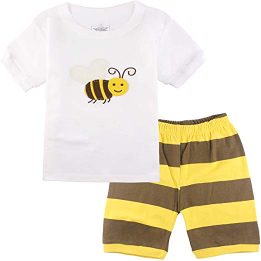 Girls Pajamas Summer Kids Pjs Toddler Cotton Shorts 2-Piece Set Bee Clothes Size 8