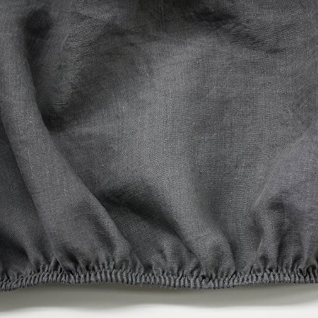 Linoto 100% Linen Fitted Sheet Graphite King Size