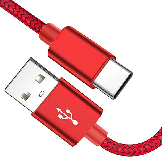 USB Type C Cable OULUOQI USB C Cable 3 Pack(6ft) Nylon Braided Fast Charging Cord(USB 2.0) Compatible with Samsung Galaxy S10 S9 Note 9 8 S8 Plus,LG V30 V20 G6 G5,Google Pixel(Black Red)