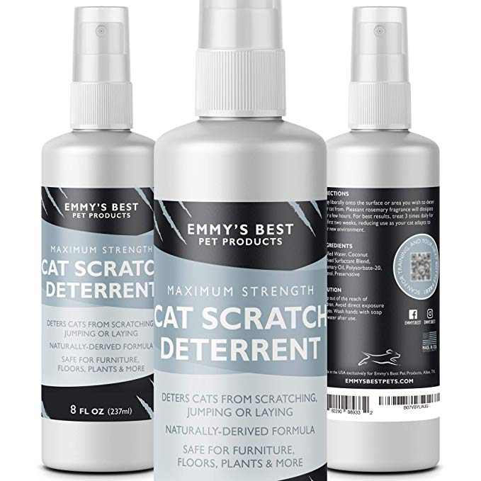 Emmy's Best Cat Scratch Deterrent Spray for Kittens and Cats - Non-Toxic, Safe for Plants, Furniture, Floors and More with Rosemary Oil and Lemongrass