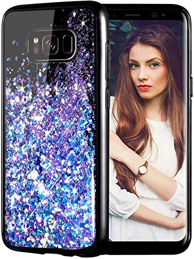 Caka Galaxy S8 Plus Case, Galaxy S8 Plus Glitter Case Starry Night Series Luxury Fashion Bling Flowing Liquid Floating Sparkle Glitter Girly Soft TPU Case for Samsung Galaxy S8 Plus (Blue Purple)
