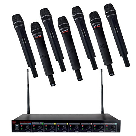 Nady U-81 Octavo HT – Eight wireless handheld microphones – Easy set up – UHF – 8 XLR & 1 Mixed ¼” outputs – 8 Individual volume controls