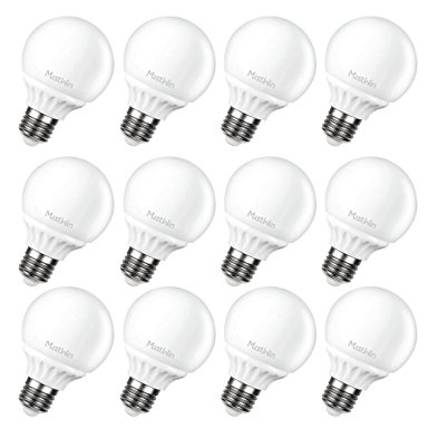 MustWin 12 Pack G25 LED Light Bulbs, 5W (50W Equivalent) 500lm Vanity Light Bulbs, E26 Base, 270 Beam Angle, Globe Makeup Bulbs, Non-Dimmable, 2700K Warm White