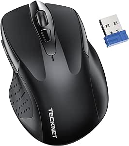 TECKNET Wireless Mouse, 2.4G Ergonomic Optical Mouse, Computer Mouse for Laptop, PC, Computer, Chromebook, Notebook, 6 Buttons, 24 Months Battery Life