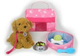 Pets for 18 Inch Dolls Complete Puppy Dog Play Set Perfect Doll Toy fit for 18 Inch American Girl Dolls and More Cuddly Dog Leash Carrier Bed Food and Play Dog Accessories