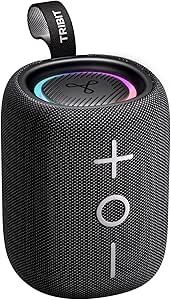 Tribit Portable Bluetooth Speaker StormBox Mini, 12W Wireless Speaker with Bluetooth 5.4, 360° Surround Sound, XBass, IPX7 Waterproof, LED Lights, Type-C, TWS Pairing, 12H Playtime for Home/Outdoor