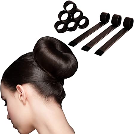 Magic Hair Bun Maker - 6 Pack - Extra Strength Donut Crown Shaper (Black)