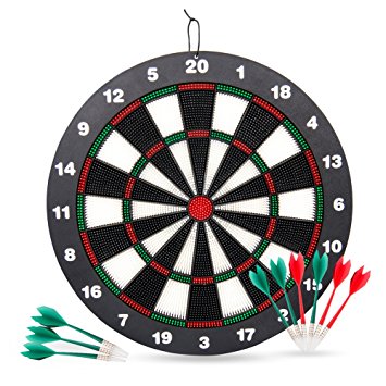 Safety Dart Board Set for Kids,16.4 inch Rubber Dart Board with 9 Soft Tip Darts for Kids,Great for Office and Family