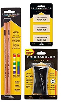 Prismacolor Premier Accessory Set, Includes Colorless Blender Pencils (2 Piece), Premier Pencil Sharpener(1 Piece) &  Magic Rub Erasers (3 Piece)