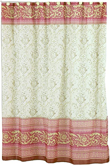 Carnation Home Fashions Fabric Shower Curtain, Victorian, 70-inch by 72-inch