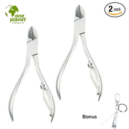 Toenail Nipper By One Planet, with Generic Keychain Clipper, 2-Pack, Clipper for Thick Nails, High-Quality Heavy Duty, Stainless Steel Surgical Grade Premium Quality, Get Yourself Trimming Now!