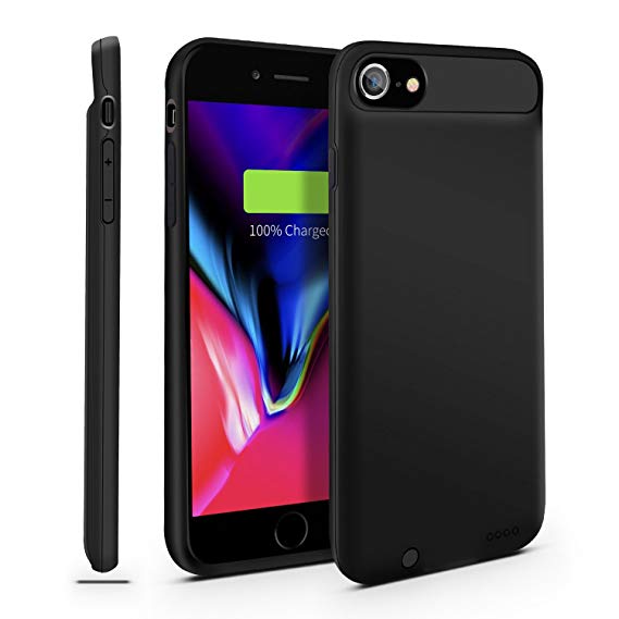 iPhone 7/8 Battery Case, Gright 3000mAh [Can Support Lightning to Lightning Earphone/Microphone] Ultra Slim Portable Charger iPhone 7 (4.7 inch) Charging Case (Black 4.7 inch)