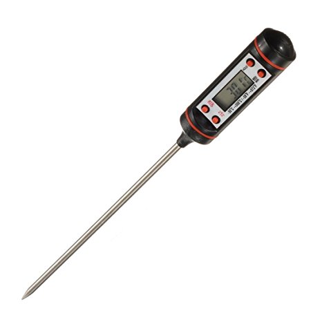 WINGONEER Kitchen Thermometer Digital Meat Thermometer with Stainless Long Probe and Accurate LCD Screen for Liquids, Meat, Milk, Grill, Cooking, Barbecue