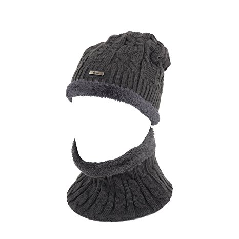 Cabf Winter Hats; Knitted Beanie Caps, with Scarves Included! Extra Thick, Lamb Wool Added for Extra Warmth and Comfort